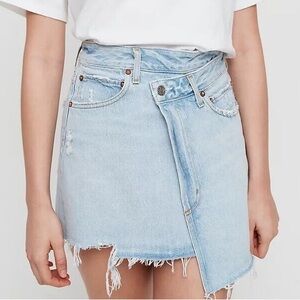 Agolde Asymmetrical Light-wash Denim Skirt